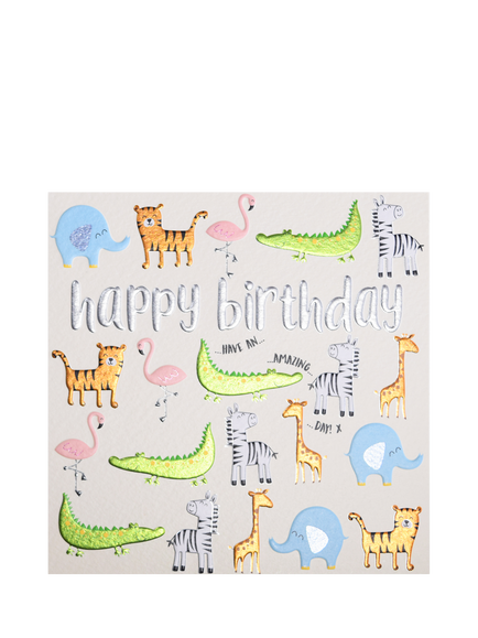 Wendy Jones Blackett Safari Animals Birthday Card, Multi