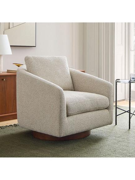 West Elm Imogene Swivel Chair, Stone - view 2, Stone