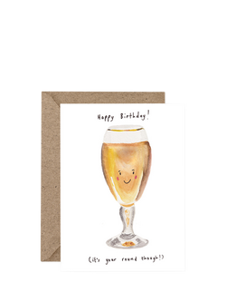 Western Sketch Beer Your Round Birthday Card, Multi