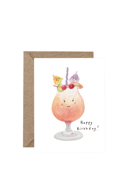 Western Sketch Smiling Cocktail Birthday Card, Multi