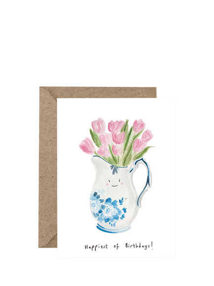 Western Sketch Tulips Birthday Card, Multi
