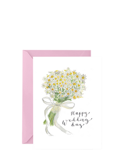 Western Sketch Daisy Bouquet Wedding Card, Multi