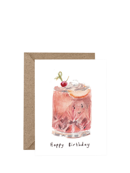 Western Sketch Old Fashioned Birthday Card, Multi