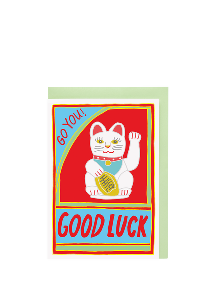 You’ve Got Pen On Your Face Chinese Cat Good Luck Card, Multi