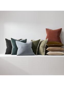 West Elm Classic Cotton Velvet Cushion Cover, Dark Olive - view 2, Olive