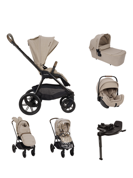 Nuna TRIV lx All Seasons Pushchair Set, ARRA Flex Car Seat and BASE Curve Bundle, Cosmopolitan, Cosmopolitan