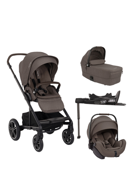 Nuna MIXX Next Pushchair, MIXX Next Carrycot, ARRA Flex Car Seat and BASE Curv Bundle, Chestnut, Chestnut
