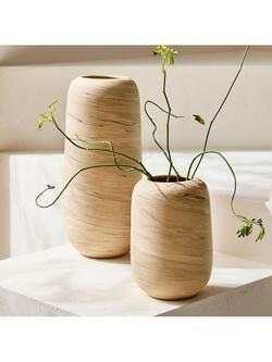 West Elm Small Marbled Ceramic Vase, Natural, H18cm - view 2, Natural