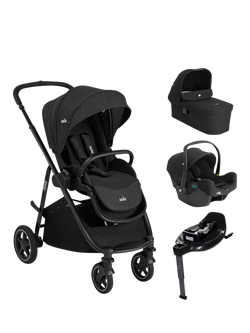 Joie Baby Versatrax Pushchair, Ramble XL Carrycot, i-Snug Car Seat and i-Base On the Go Encore Bundle, Raven, Raven
