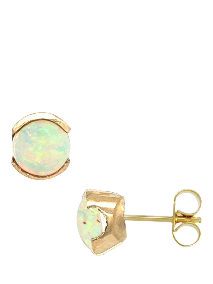 Product image 1 of 3, which shows E.W Adams 9ct Yellow Gold Opal Stud Earrings, Gold/Multi