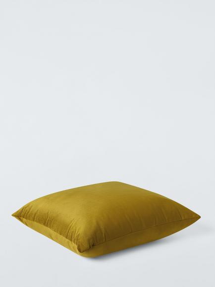 John Lewis Polyester Velvet Cushion, Pickle - view 2, Pickle