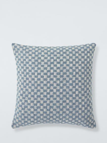 John Lewis Woven Check Cushion, Blue