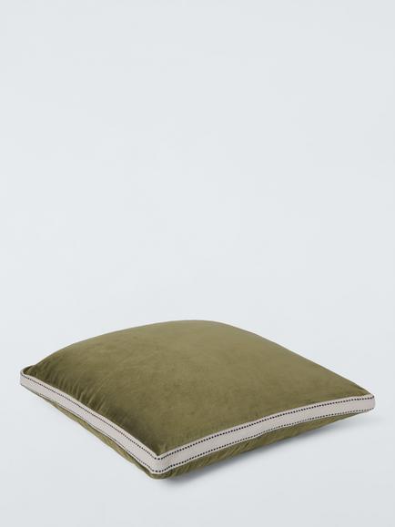 John Lewis Boxed Velvet Cushion - view 2, New Khaki