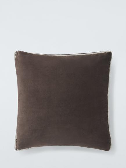 John Lewis Boxed Velvet Cushion, Cocoa