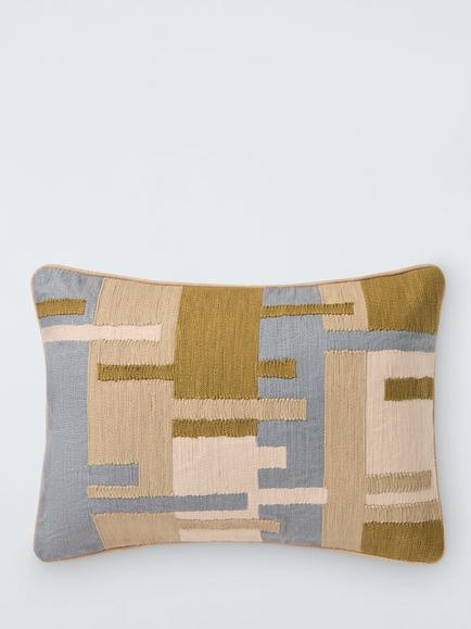 John Lewis Corded Geo Rectangular Cushion, Blue