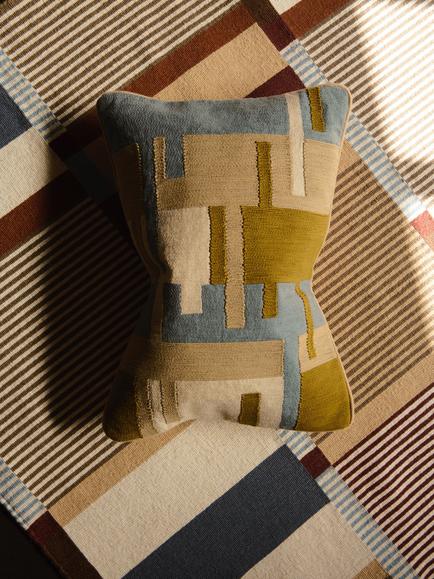 John Lewis Corded Geo Rectangular Cushion - view 2, Blue