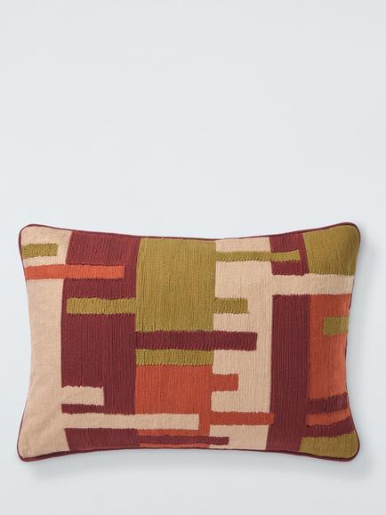 John Lewis Corded Geo Rectangular Cushion, Burnt Umber