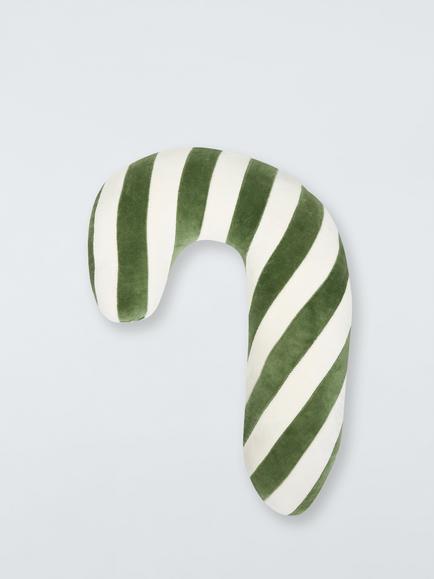 John Lewis Candy Cane Velour Cushion, Green, Green