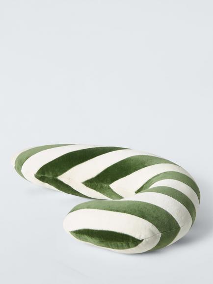 John Lewis Candy Cane Velour Cushion, Green - view 2, Green
