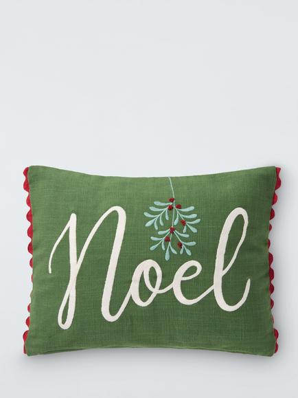 John Lewis Noel Rectangular Cushion, Multi, Green