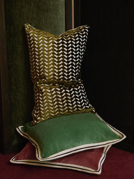 John Lewis Wren Cushion - view 2, Olive/Khaki