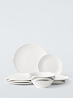 John Lewis Eat Porcelain Dinnerware Set, 12 Piece, White, White White