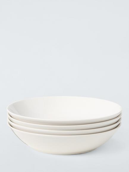 John Lewis Eat Porcelain Pasta Bowls, Set of 4, 20.5cm, White, White White