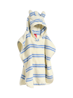 Sunnylife Kids' Sammy Seagull Hooded Towelling Poncho, Blue Stripe, Blue Stripe