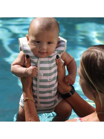 Sunnylife Baby Sammy Swim Wetsuit, Green Stripe - view 2, Green Stripe