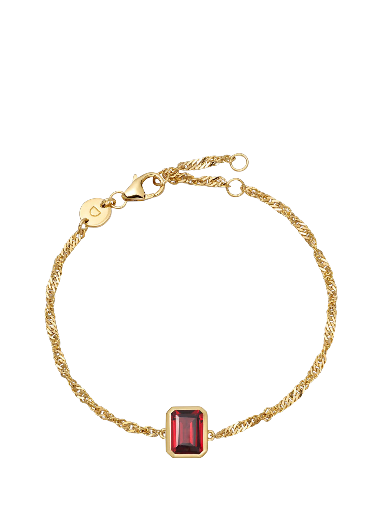 Product image 1 of 3, which shows Daisy London Birthstone Bracelet, January/Garnet, Yellow Gold