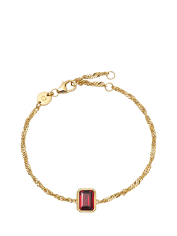 Daisy London Birthstone Bracelet, January/Garnet, Yellow Gold