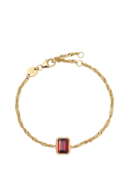Daisy London Birthstone Bracelet, January/Garnet, Yellow Gold