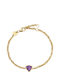 Daisy London Birthstone Bracelet, February/Amethyst, Yellow Gold