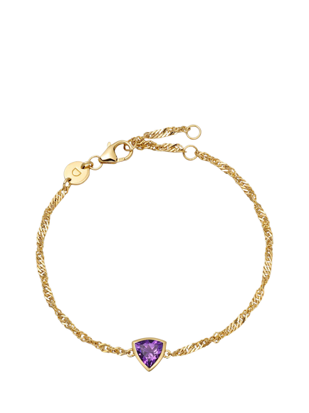 Daisy London Birthstone Bracelet, February/Amethyst, Yellow Gold