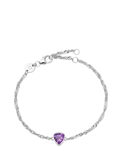 Daisy London Birthstone Bracelet, February/Amethyst, Silver