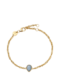 Daisy London Birthstone Bracelet, March/Aquamarine, Yellow Gold