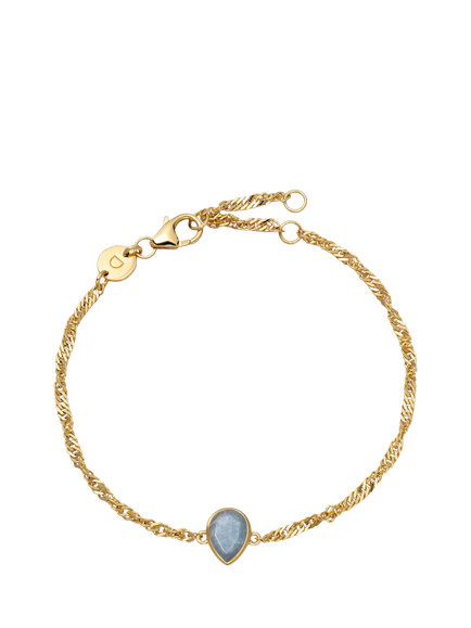 Daisy London Birthstone Bracelet, March/Aquamarine, Yellow Gold