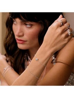 Daisy London Birthstone Bracelet, March/Aquamarine - view 2, Silver