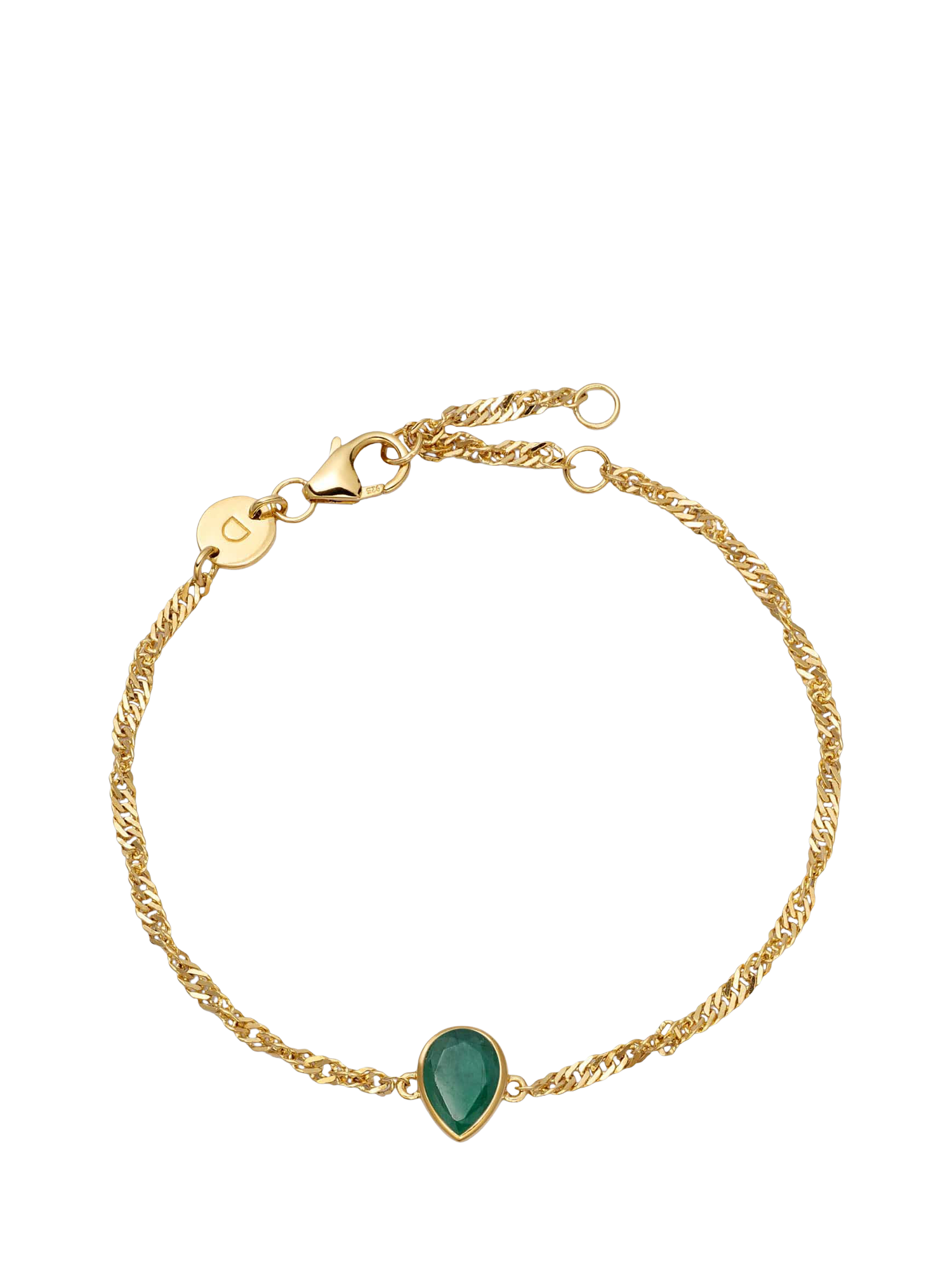 Product image 1 of 3, which shows Daisy London Birthstone Bracelet, May/Emerald, Yellow Gold
