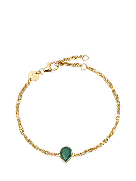Daisy London Birthstone Bracelet, May/Emerald, Yellow Gold