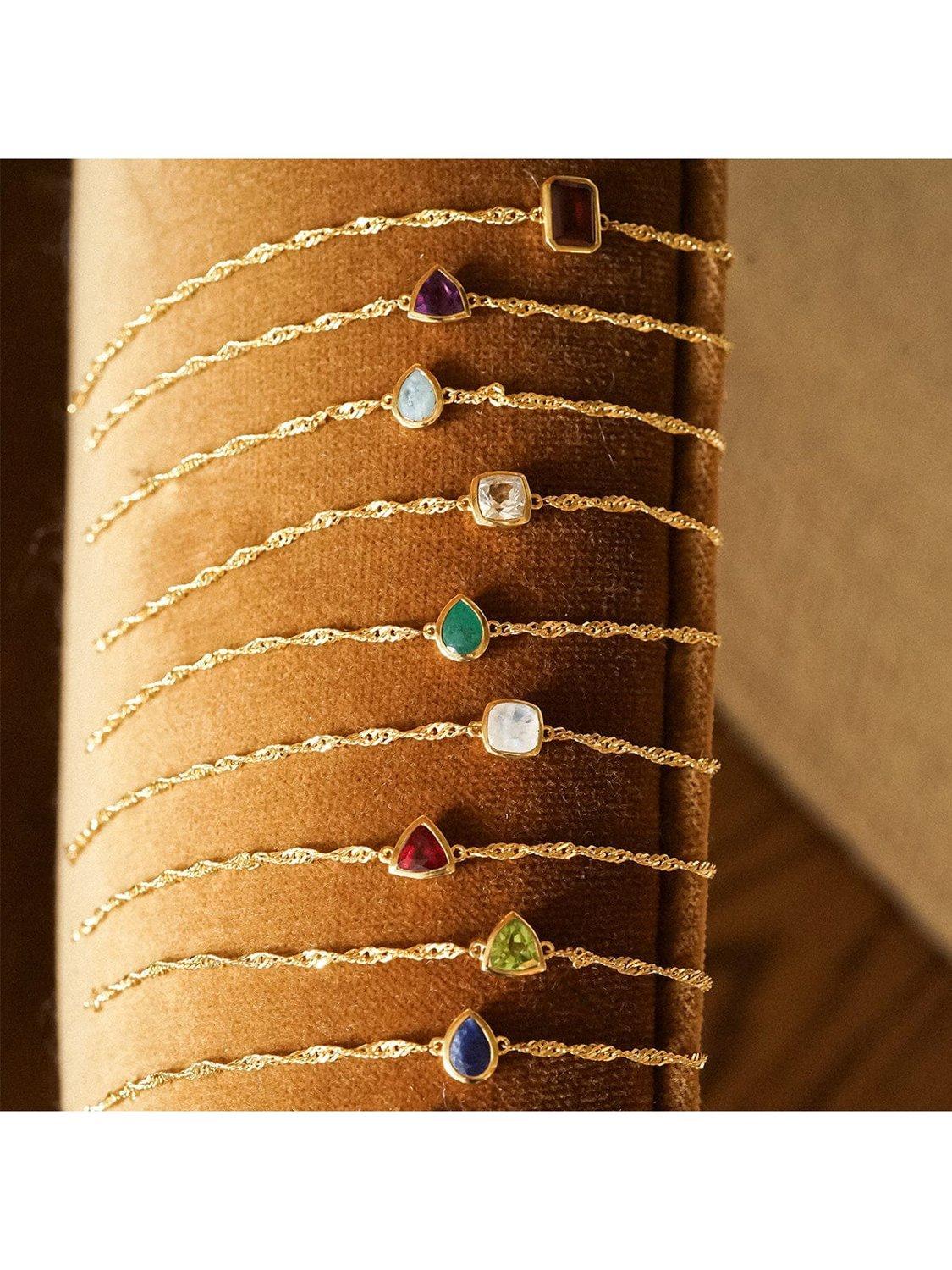 Product image 3 of 3, which shows Daisy London Birthstone Bracelet, May/Emerald, Yellow Gold
