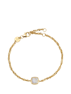 Daisy London Birthstone Bracelet, April/White Topaz, Yellow Gold