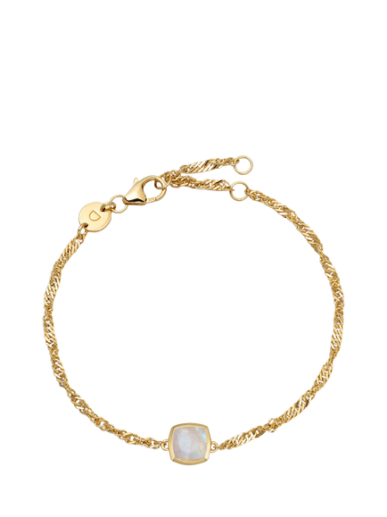 Daisy London Birthstone Bracelet, April/White Topaz, Yellow Gold