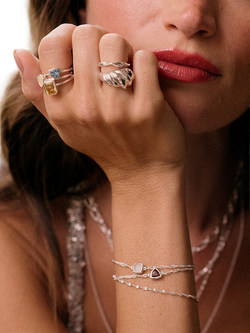 Daisy London Birthstone Bracelet, April/White Topaz - view 2, Silver