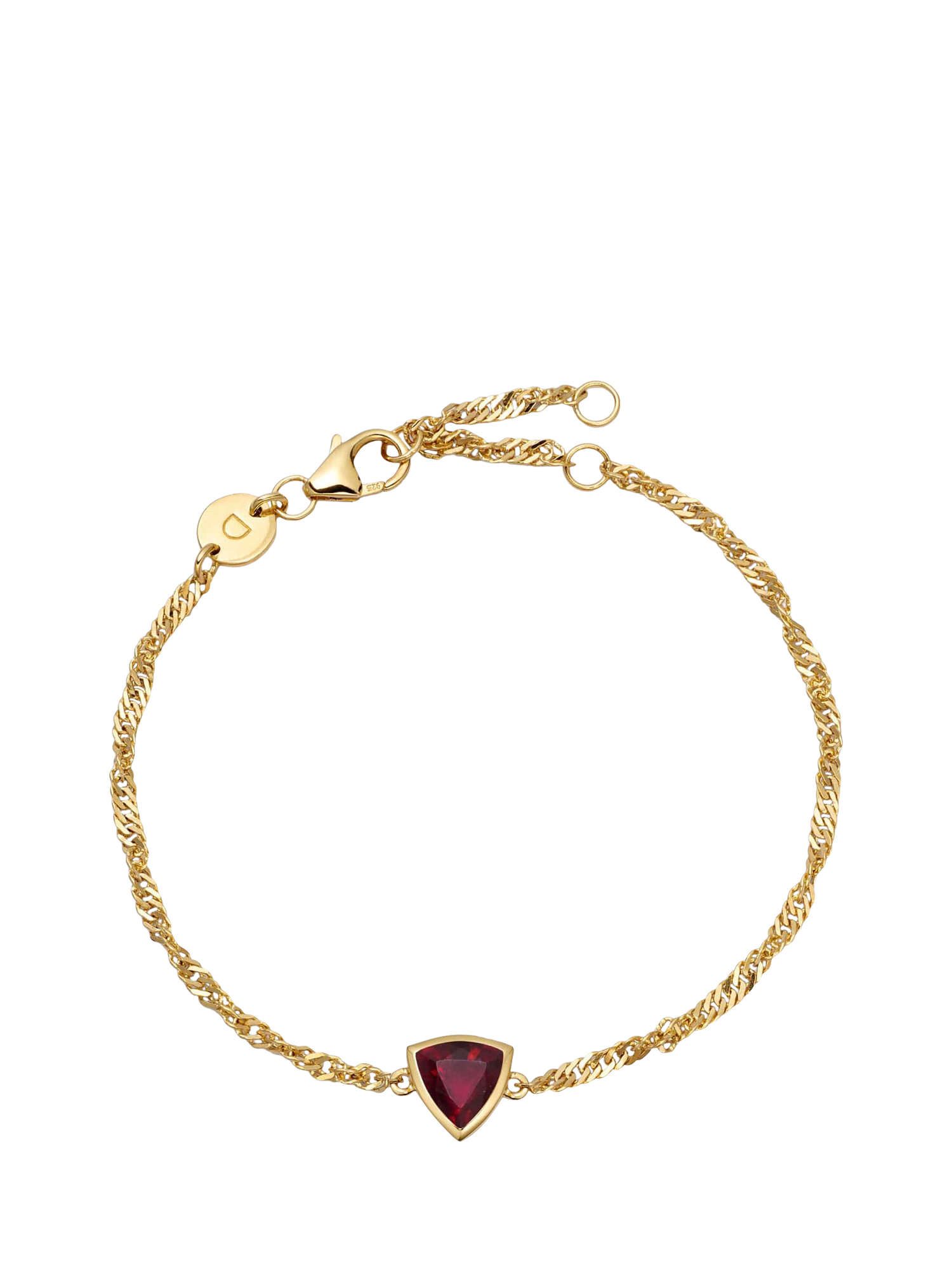 Product image 1 of 3, which shows Daisy London Birthstone Bracelet, July/Ruby, Yellow Gold