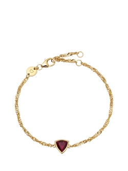 Daisy London Birthstone Bracelet, July/Ruby, Yellow Gold