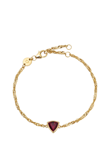 Daisy London Birthstone Bracelet, July/Ruby, Yellow Gold