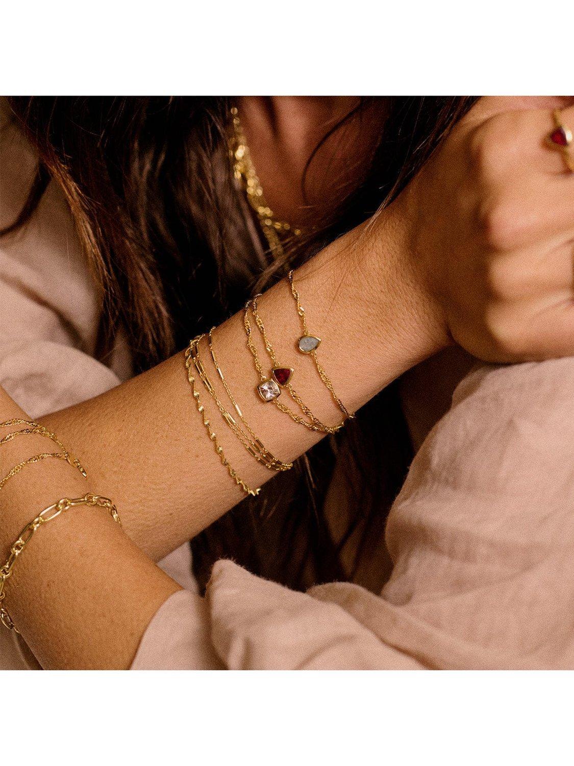Product image 2 of 3, which shows Daisy London Birthstone Bracelet, July/Ruby, Yellow Gold