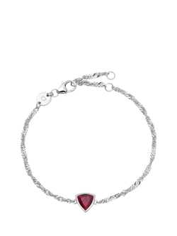 Daisy London Birthstone Bracelet, July/Ruby, Silver