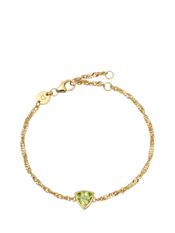 Daisy London Birthstone Bracelet, August/Peridot, Yellow Gold